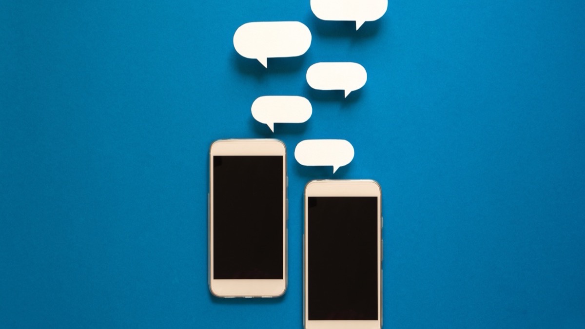 Smartphones with speech bubbles